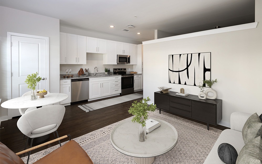 A1 - 1 bedroom floorplan layout with 1 bathroom and 656 square feet (Living/Kitchen, 2D)